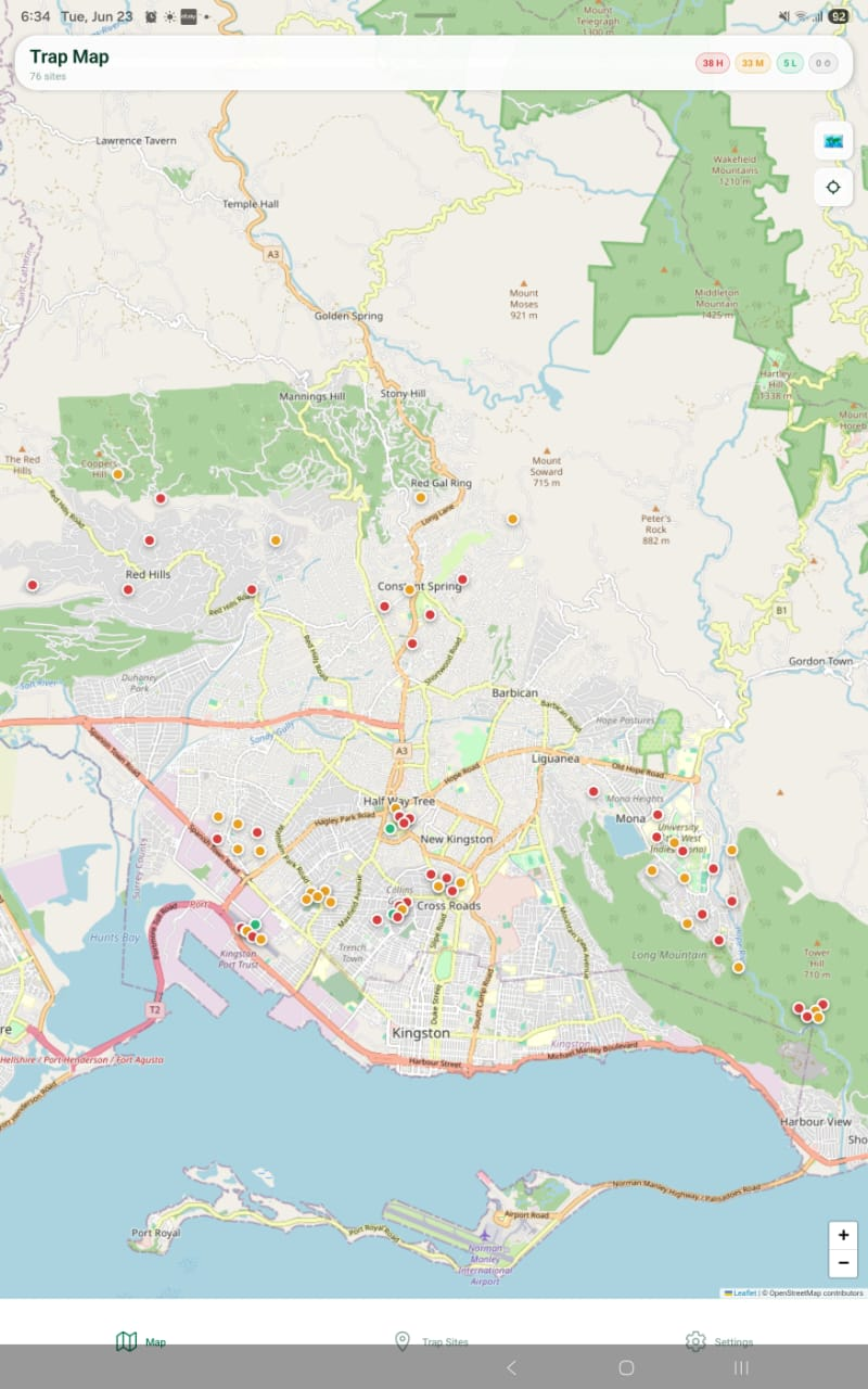 Mobile field app — trap map view